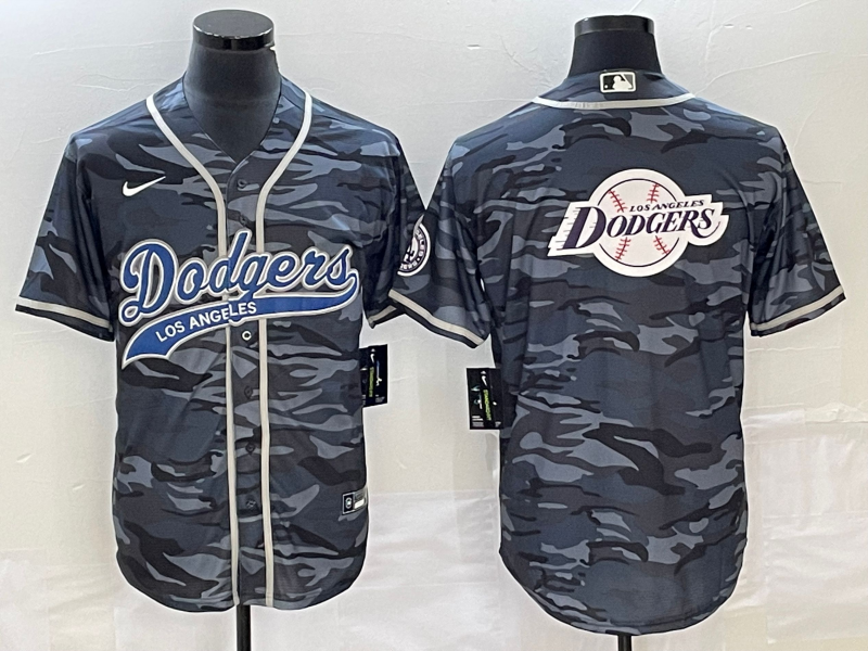 Men's Los Angeles Dodgers Grey Camouflage Player Jersey1 Joint Edition baseball jersey product view 1