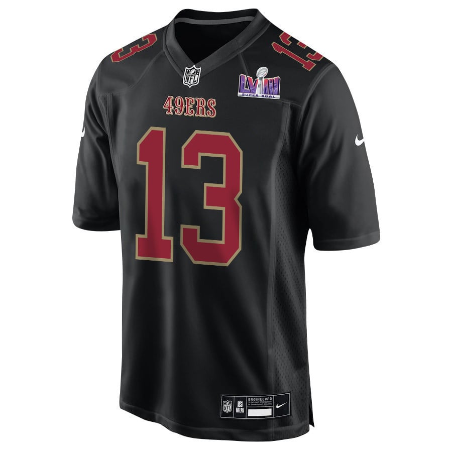 Brock Purdy 13 San Francisco 49ers Super Bowl LVIII Patch Fashion Game Men Jersey - Carbon Black football jersey product view 2