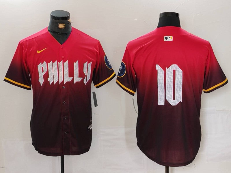 Men's Philadelphia Phillies J.T. Realmuto #10 Red 2024 City Connect Replica Player Jersey1 baseball jersey product view 1