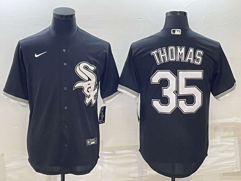 Men's Chicago White Sox Frank Thomas #35 Black Replica Player Jersey1 baseball jersey product view 1