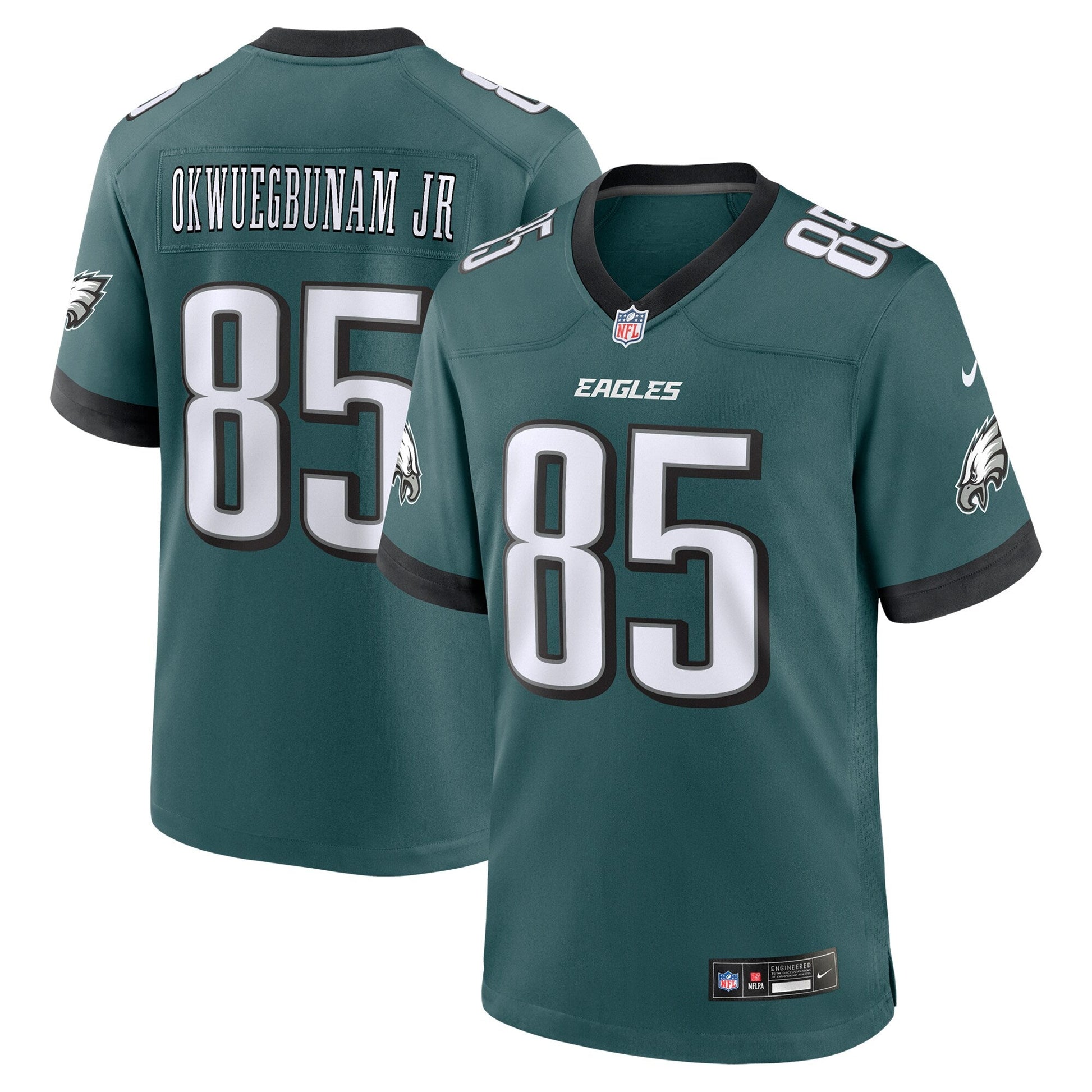 Albert Okwuegbunam Jr. Philadelphia Eagles Nike Team Game Jersey - Midnight Green football jersey product view 1