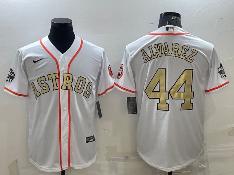 Men's Houston Astros Yordan Alvarez #44 White Replica Player Jersey baseball jersey product view 1