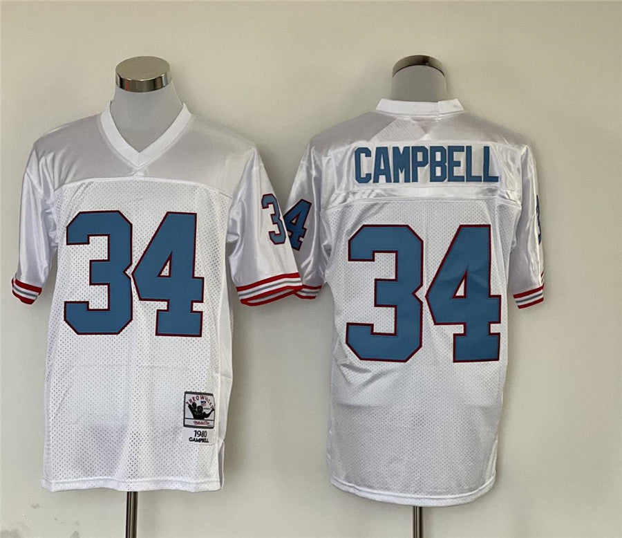 Men's Tennessee Oilers Earl Campbell #34 White Legacy Replica Jersey1 hockey jersey product view 1