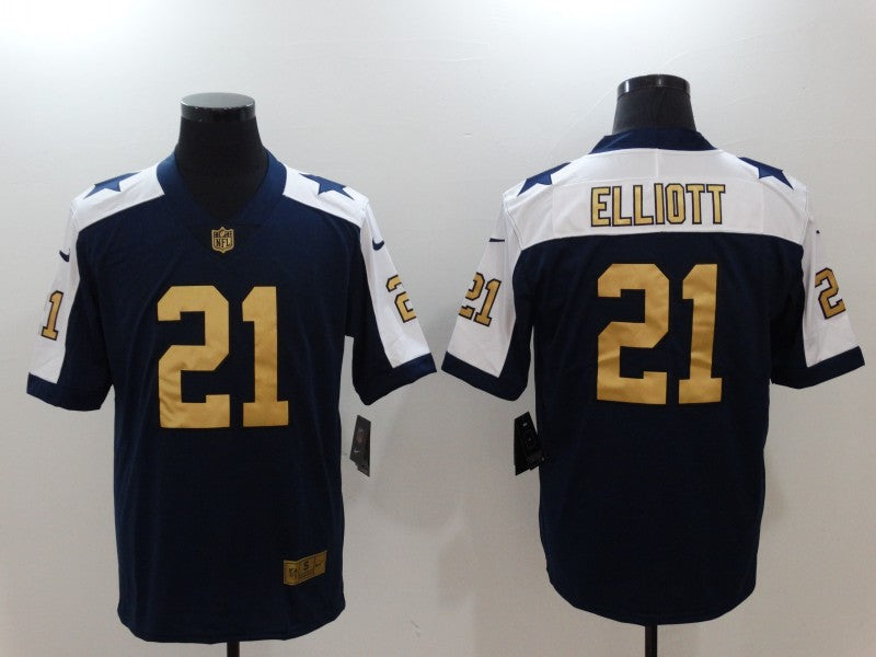 Men's Dallas Cowboys Ezekiel Elliott #21 Navy Game Jersey1 football jersey product view 1