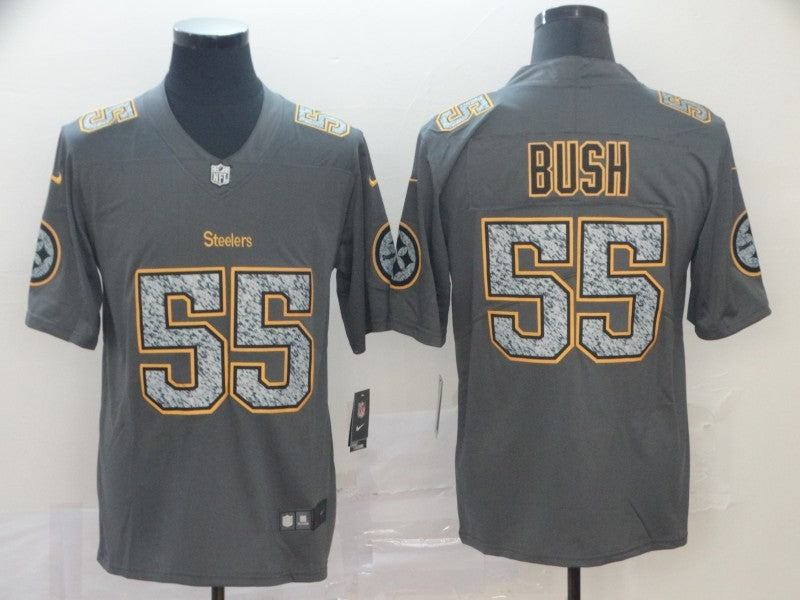Men's Pittsburgh Steelers Devon Bush Jr. #55 Gray Player Game Jersey1 football jersey product view 1