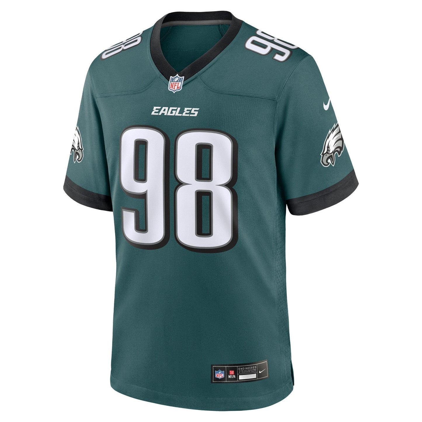 Jalen Carter Philadelphia Eagles Nike Team Game Jersey - Midnight Green football jersey product view 2