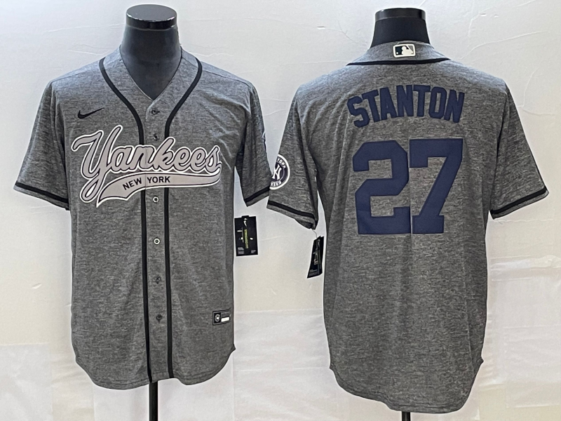 Men's New York Yankees Giancarlo Stanton #27 Gray Game Jersey1 Joint Edition baseball jersey product view 1
