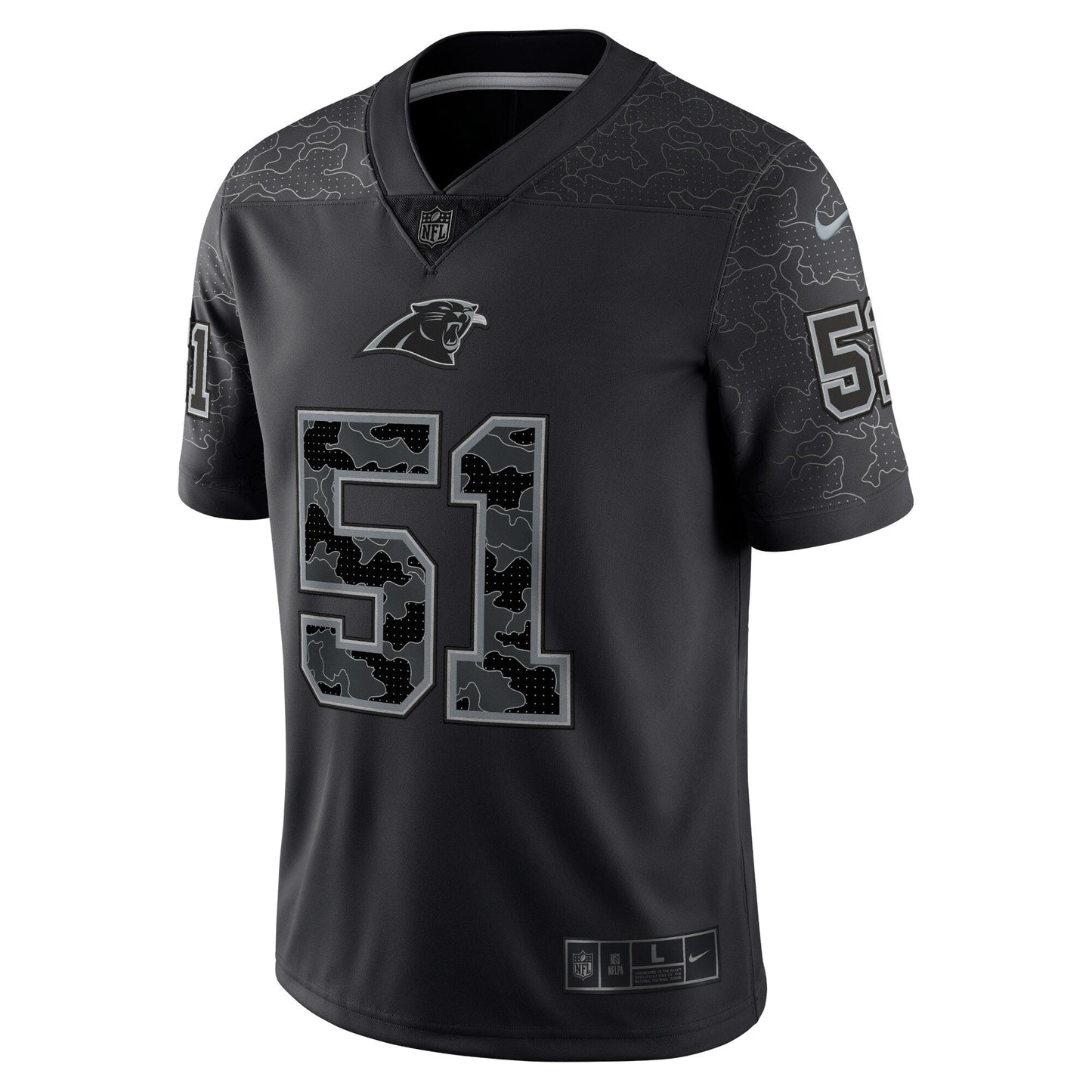 Sam Mills Carolina Panthers Nike Retired RFLCTV Limited Jersey - Black football jersey product view 3