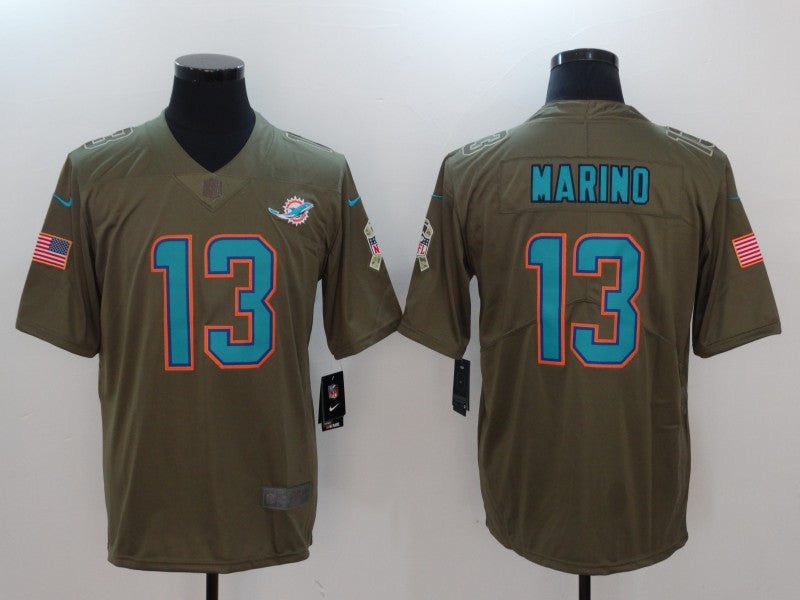 Men's Miami Dolphins Dan Marino #13 Brown Authentic Game Jersey1 football jersey product view 1