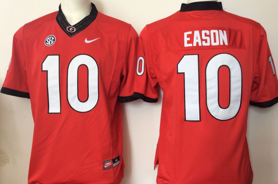 Men's Georgia Bulldogs Jacob Eason #10 Red Player Game Jersey sports jersey product view 1