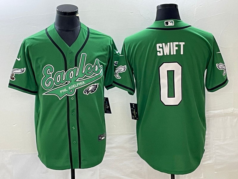 Men's Philadelphia Eagles D'Andre Swift #0 Kelly Green Game Jersey1 Joint Edition football jersey product view 1
