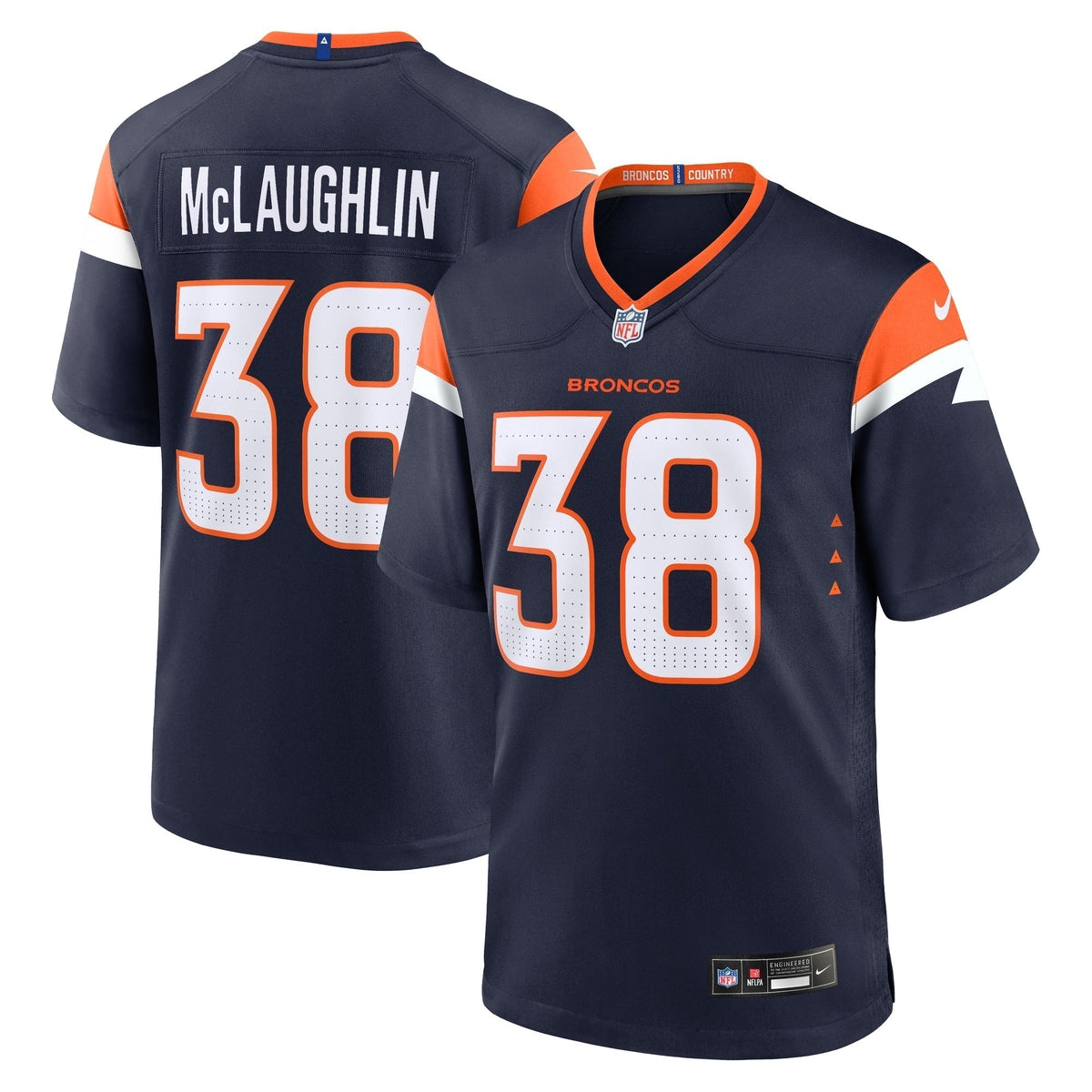 Jaleel McLaughlin Denver Broncos Nike Alternate Game Jersey - Navy football jersey product view 1