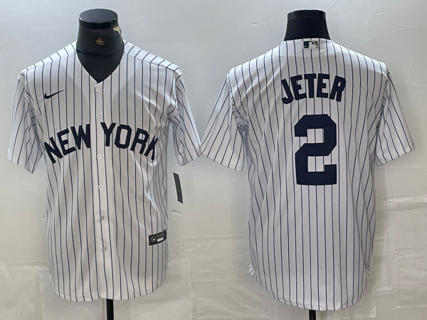 Men's New York Yankees Derek Jeter #2 White Limited Jersey1 baseball jersey product view 1