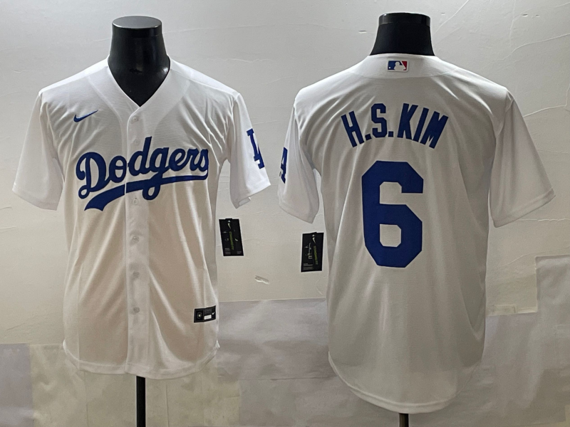 Men's Los Angeles Dodgers Hyeseong Kim #6 White Limited Player Jersey baseball jersey product view 1