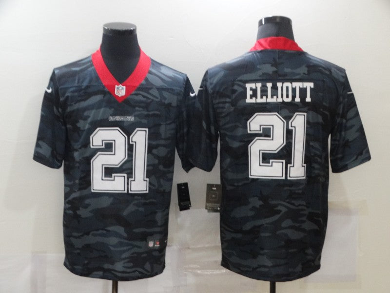 Men's Dallas Cowboys Ezekiel Elliott #21 Gray Camouflage Game Jersey1 football jersey product view 1
