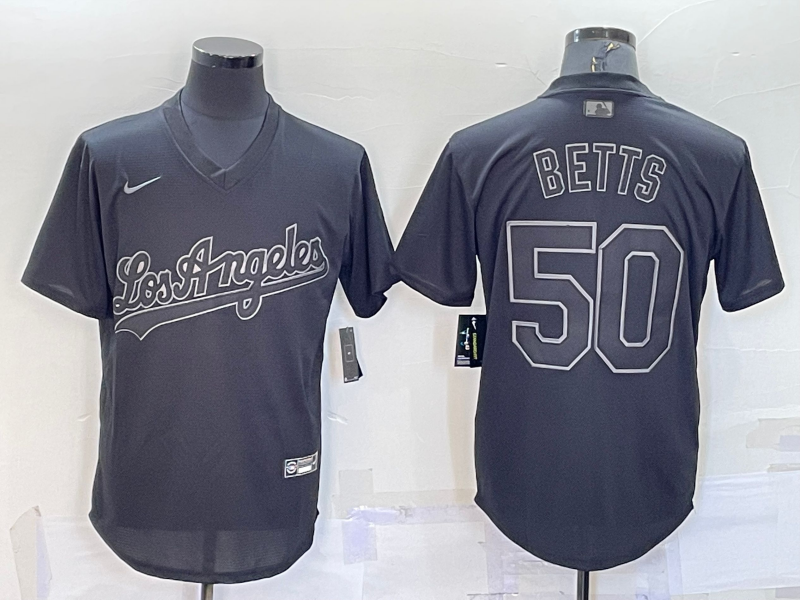 Men's Los Angeles Dodgers Mookie Betts #50 Black Authentic Game Jersey1 baseball jersey product view 1