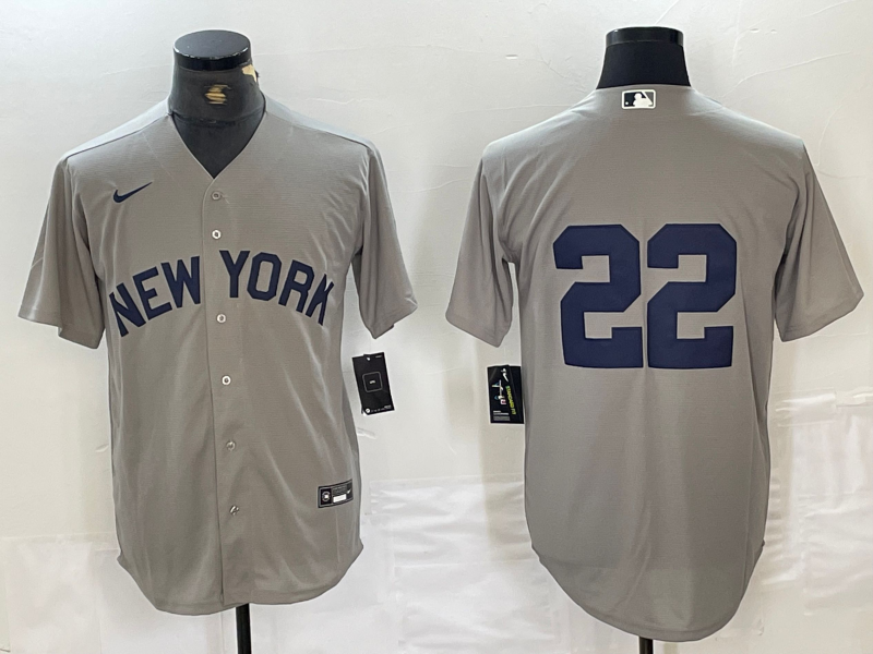 Men's New York Yankees Juan Soto #22 Gray Limited Game Name Jersey1 baseball jersey product view 1