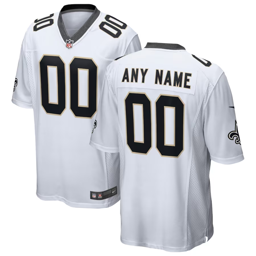 Custom New Orleans Saints White 2018 Game Jersey1 football jersey product view 1