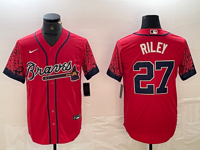 Men's Atlanta Braves Austin Riley #27 Red Player Jersey1 baseball jersey product view 1