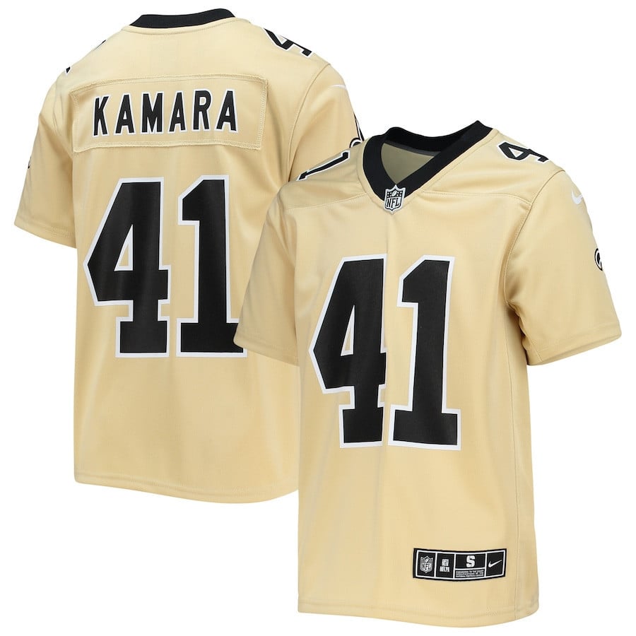 Alvin Kamara New Orleans Saints Youth Inverted Team Game Jersey - Gold football jersey product view 1