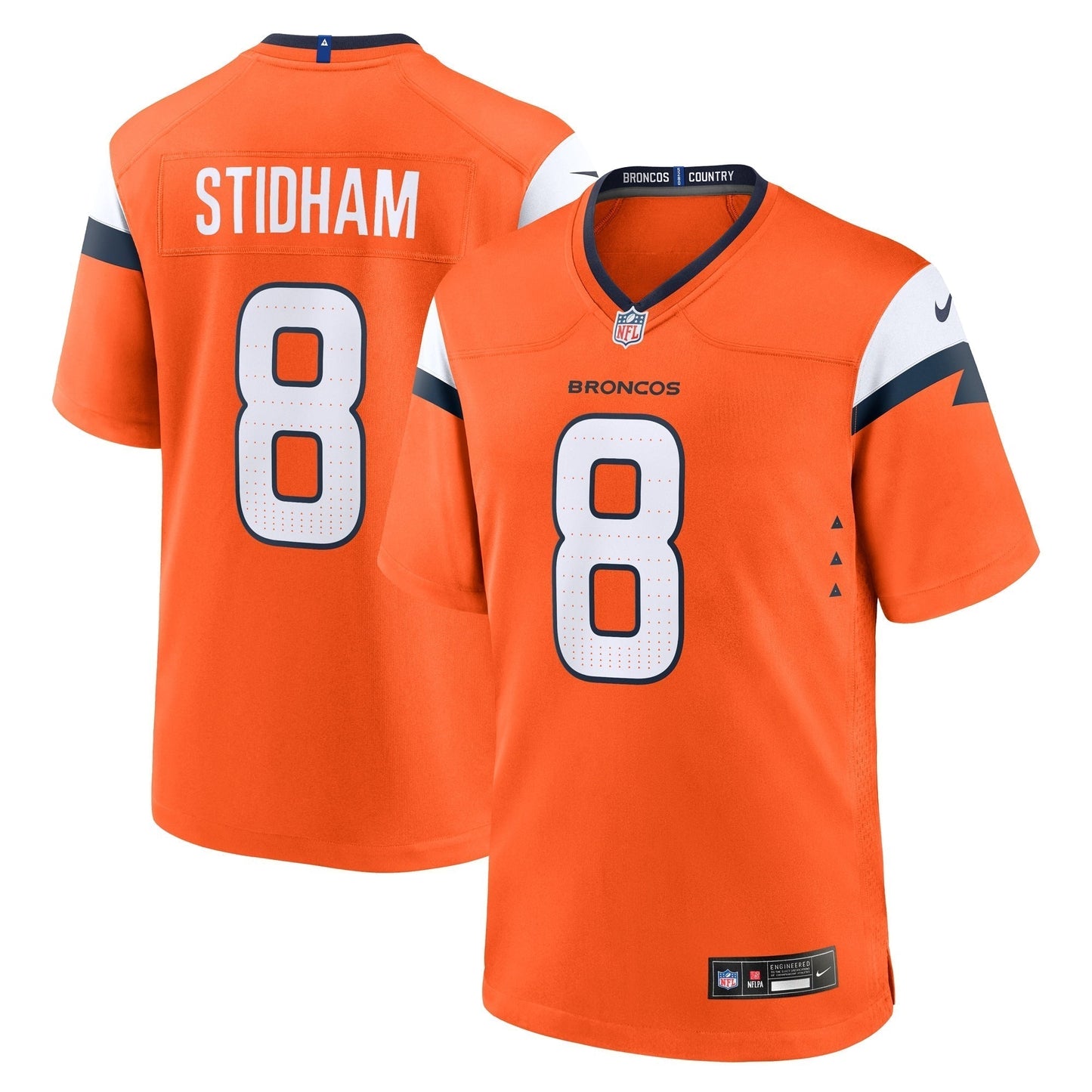 Jarrett Stidham Denver Broncos Nike Team Game Jersey - Orange football jersey product view 1
