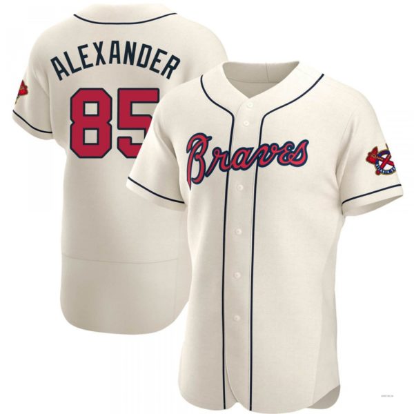 Atlanta Braves #85 CJ Alexander Cream Alternate Jersey Stitches Baseball Jerseys baseball jersey product view 1