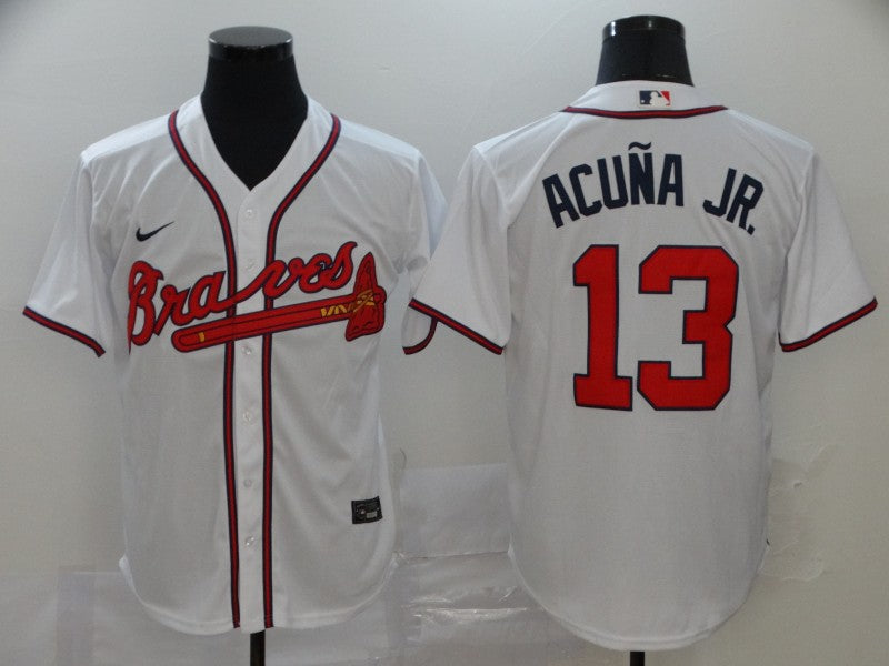 New Men's Atlanta Braves Ronald Acuna Jr. #13 Jersey1 White baseball jersey product view 1