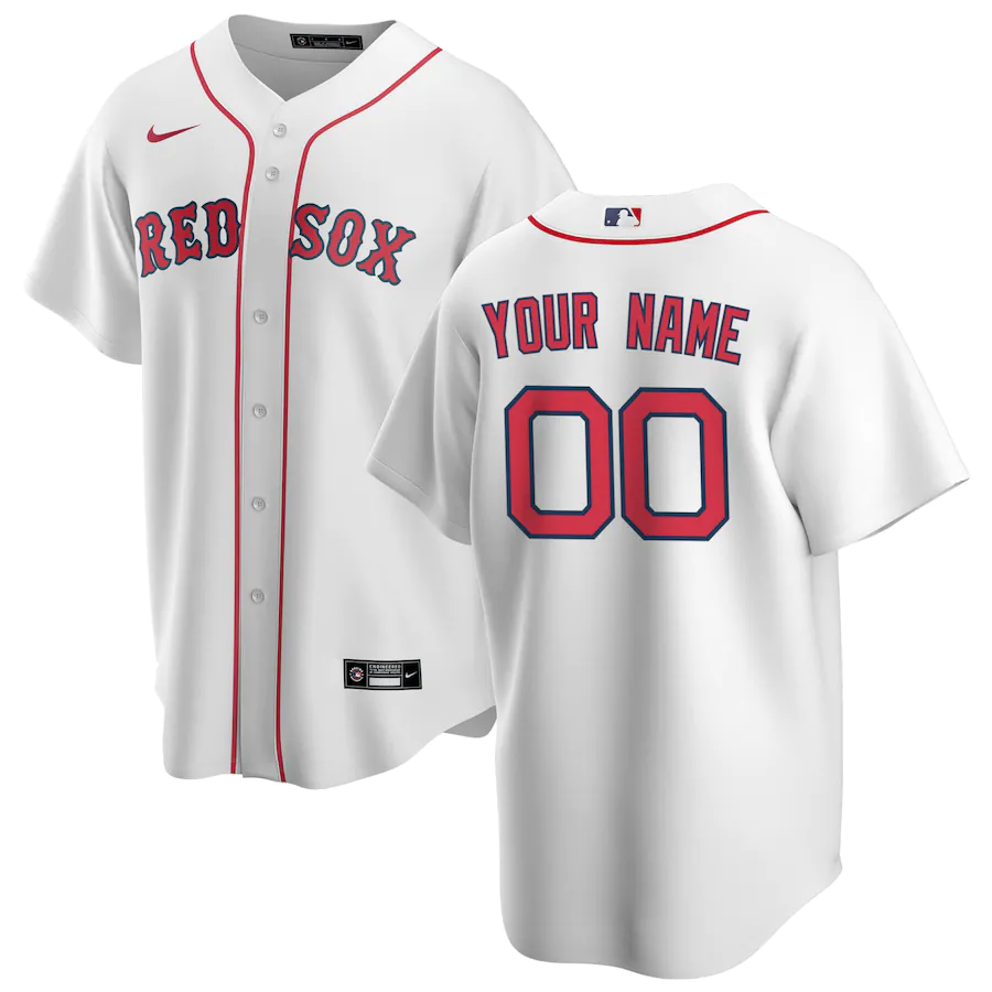 Men's Boston Red Sox White Home Replica Custom Jersey1 baseball jersey product view 1
