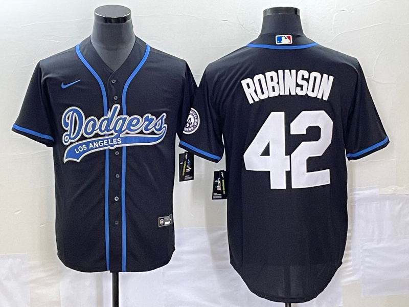 Men's Los Angeles Dodgers Jackie Robinson #42 Black Player Jersey1 Joint Edition baseball jersey product view 1