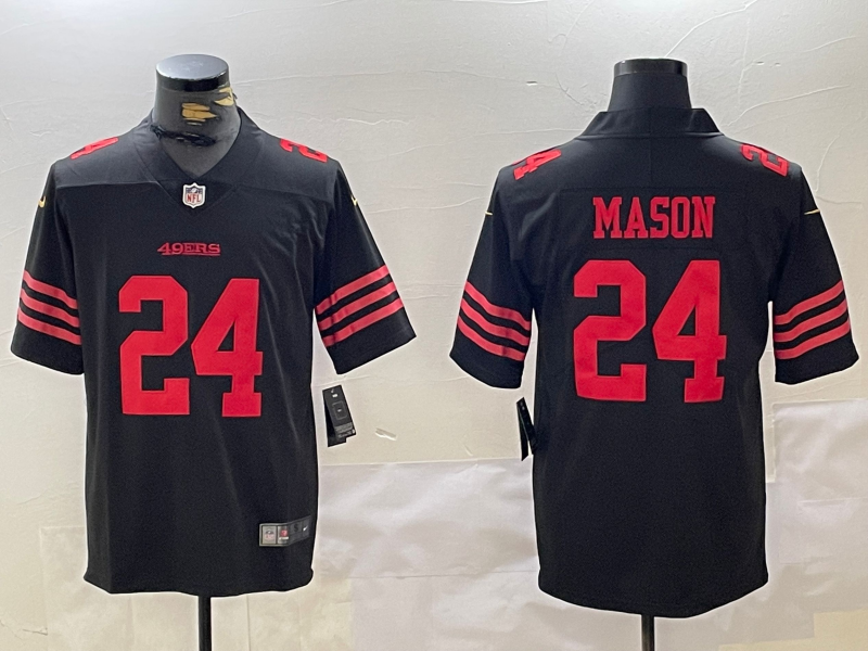 Men's San Francisco 49ers Jordan Mason #24 Black Player Game Jersey1 basketball jersey product view 1