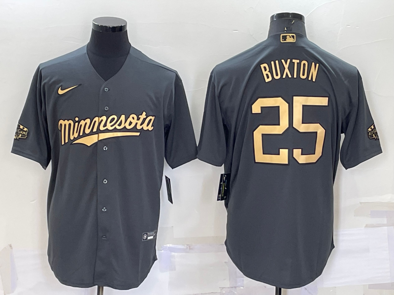 Men's Minnesota Twins Byron Buxton #25 Gray Replica Player Jersey1 baseball jersey product view 1