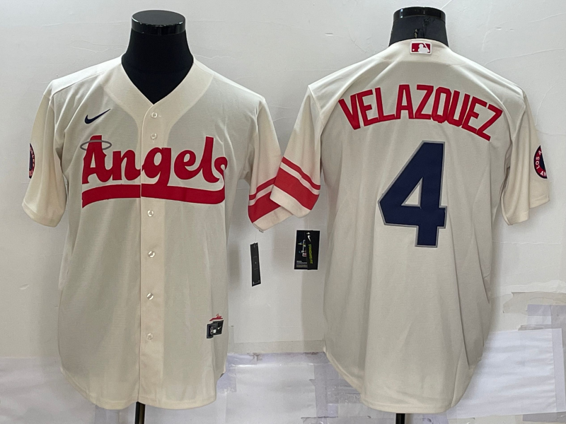 Men's Los Angeles Angels Andrew Velazquez #4 Cream City Connect Replica Player Jersey baseball jersey product view 1