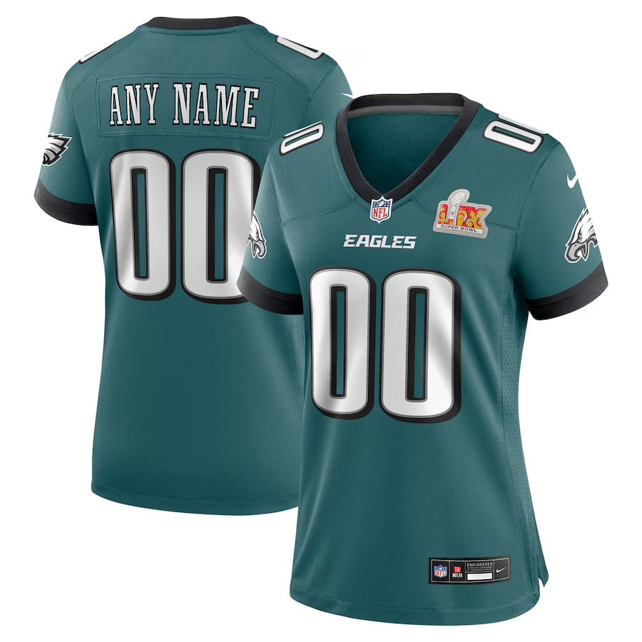 Women's Philadelphia Eagles Nike Midnight Green Super Bowl LIX Custom Game Jersey football jersey product view 1