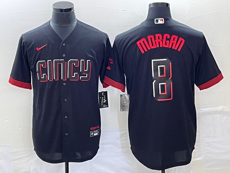 Men's Cincinnati Reds Joe Morgan #8 Black 2023 City Connect Replica Player Jersey baseball jersey product view 1