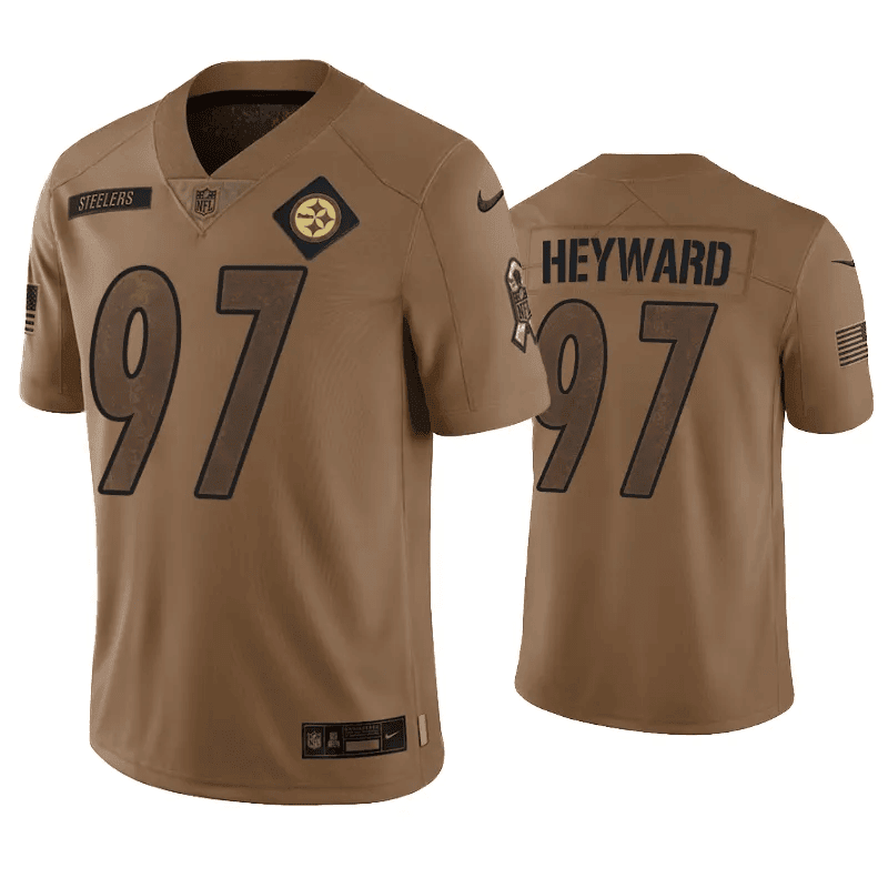 Cameron Heyward 97 Pittsburgh Steelers 2023 Salute To Service Jersey - Brown football jersey product view 1