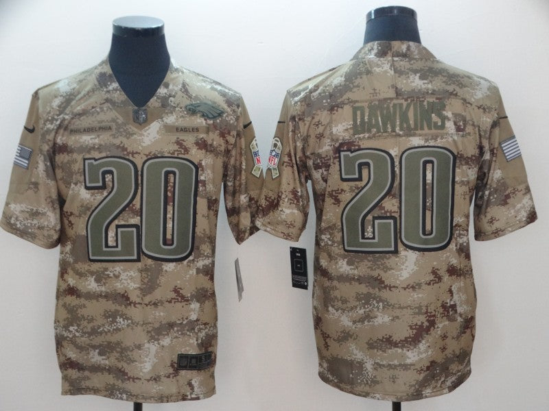 Men's Philadelphia Eagles Brian Dawkins #20 Camouflage Game Jersey1 football jersey product view 1