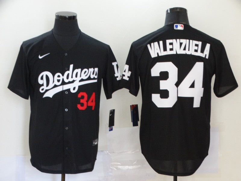 Men's Los Angeles Dodgers Fernando Valenzuela #34 Black Stitched Jersey1 baseball jersey product view 1