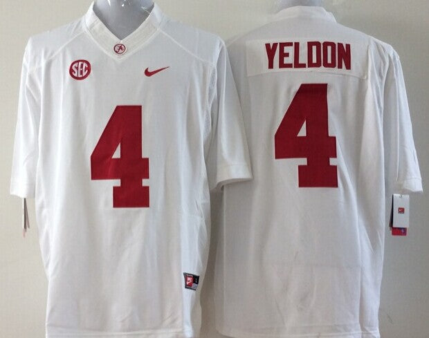 Men's Alabama Crimson Tide T. J. Yeldon #4 White Player Game Jersey sports jersey product view 1