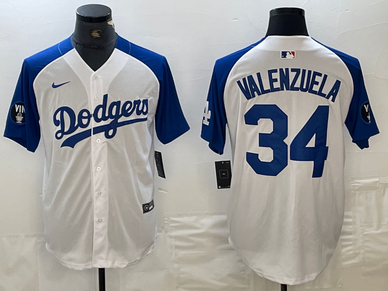 Men's Los Angeles Dodgers Fernando Valenzuela #34 White Limited Jersey1 baseball jersey product view 1
