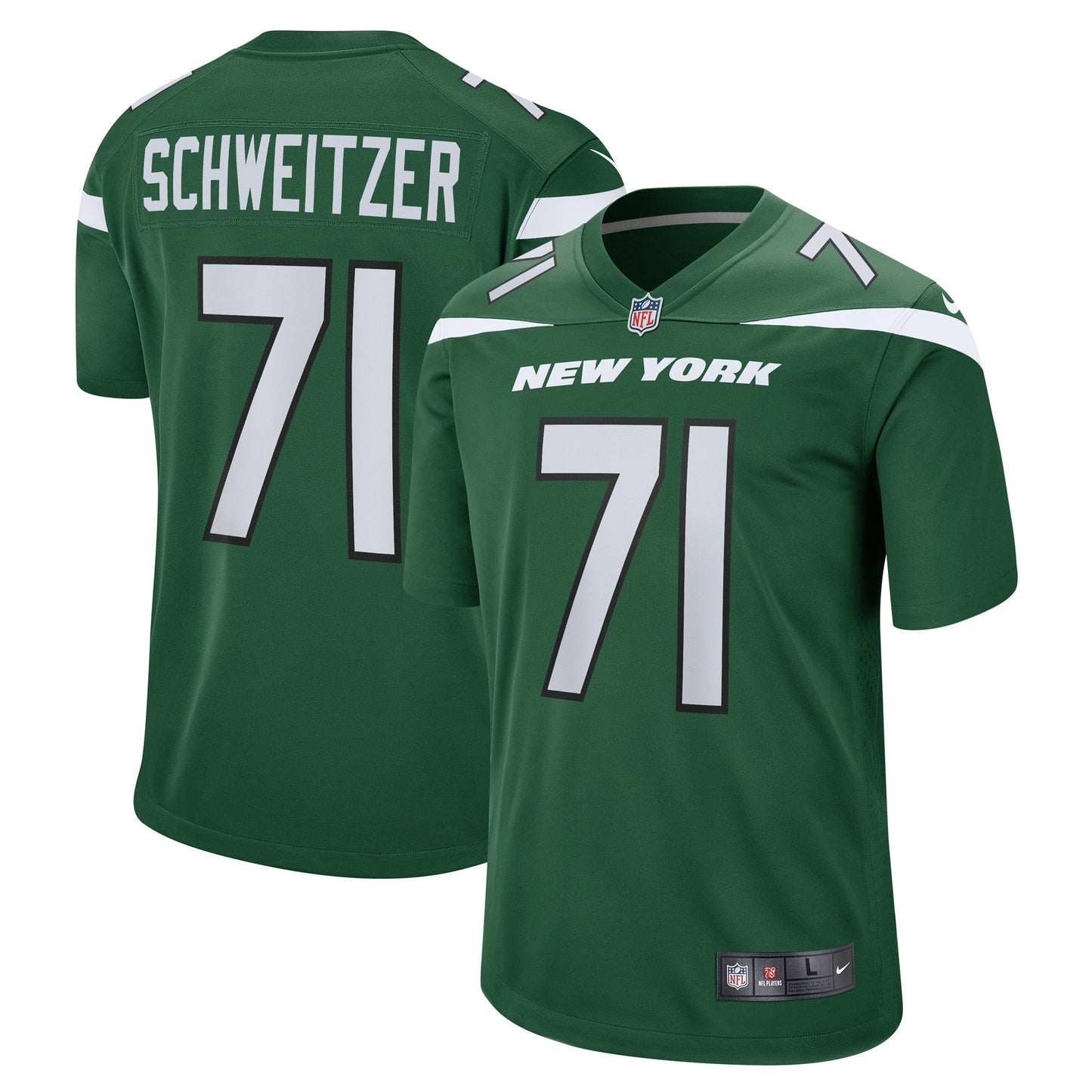 Wes Schweitzer New York Jets Nike Game Jersey - Green football jersey product view 1