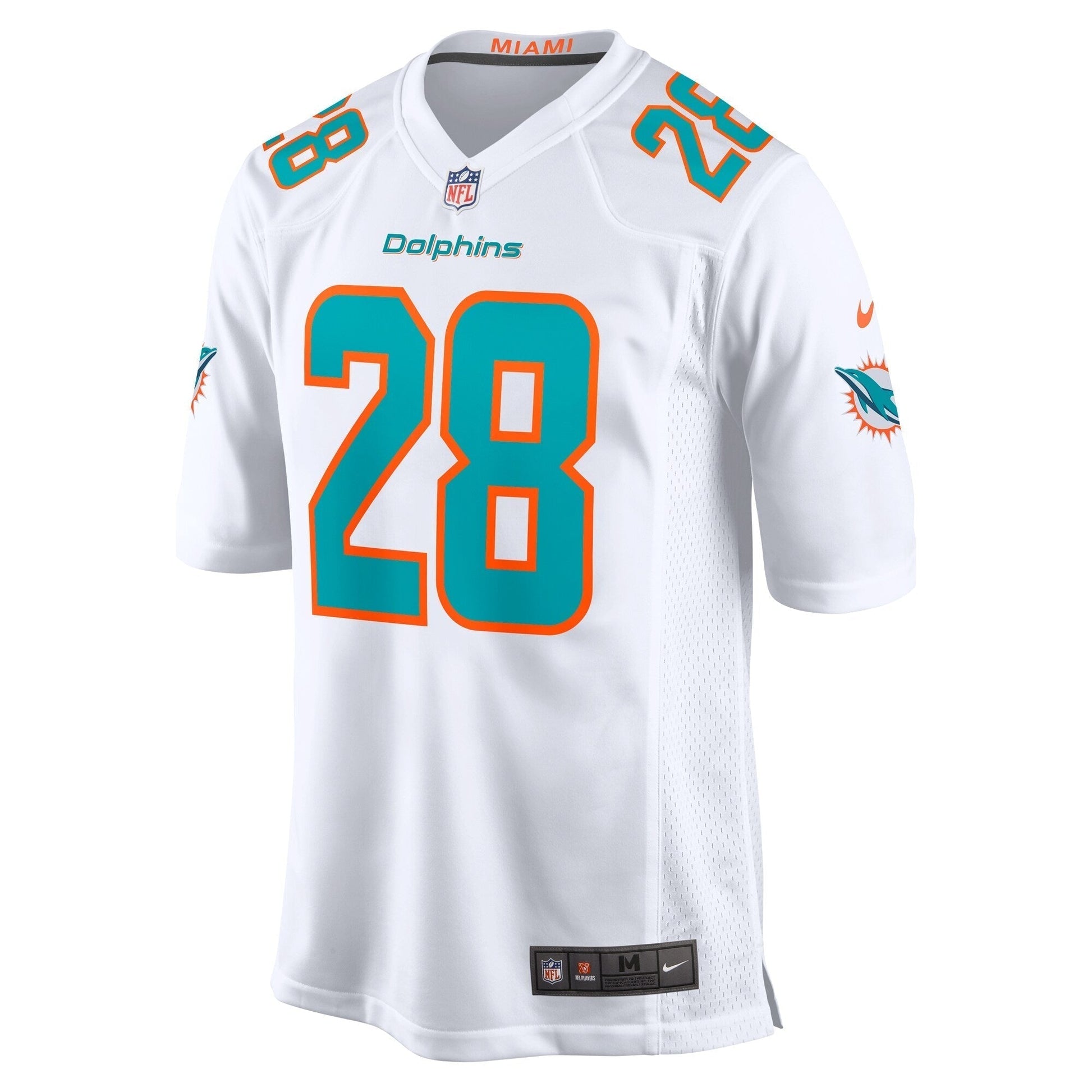 Devon Achane Miami Dolphins Nike Game Jersey - White football jersey product view 2