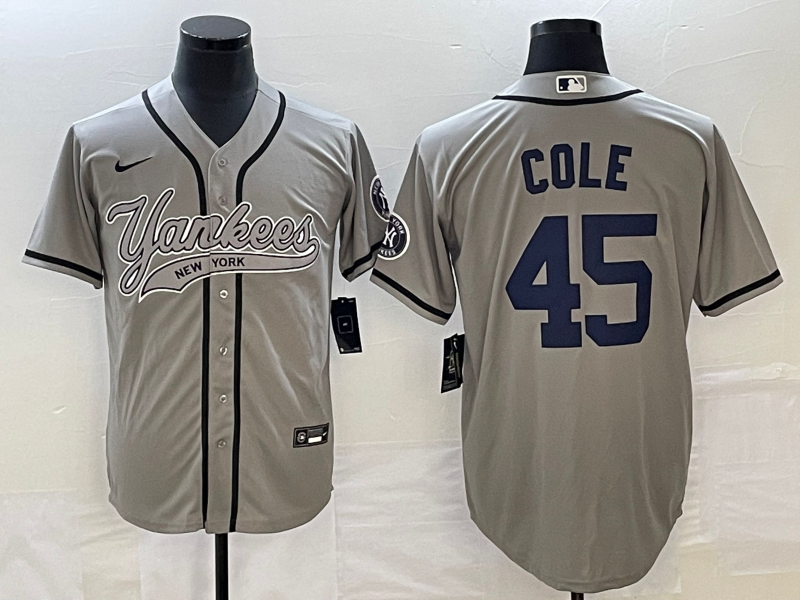 Men's New York Yankees Gerrit Cole #45 Gray Player Jersey1 Joint Edition baseball jersey product view 1