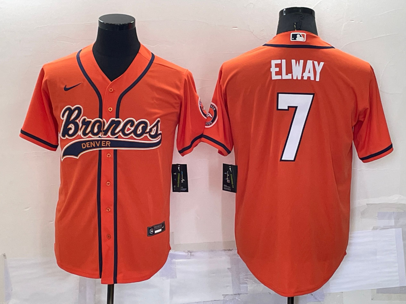 Men's Denver Broncos John Elway #7 Orange Game Jersey1 Joint Edition football jersey product view 1