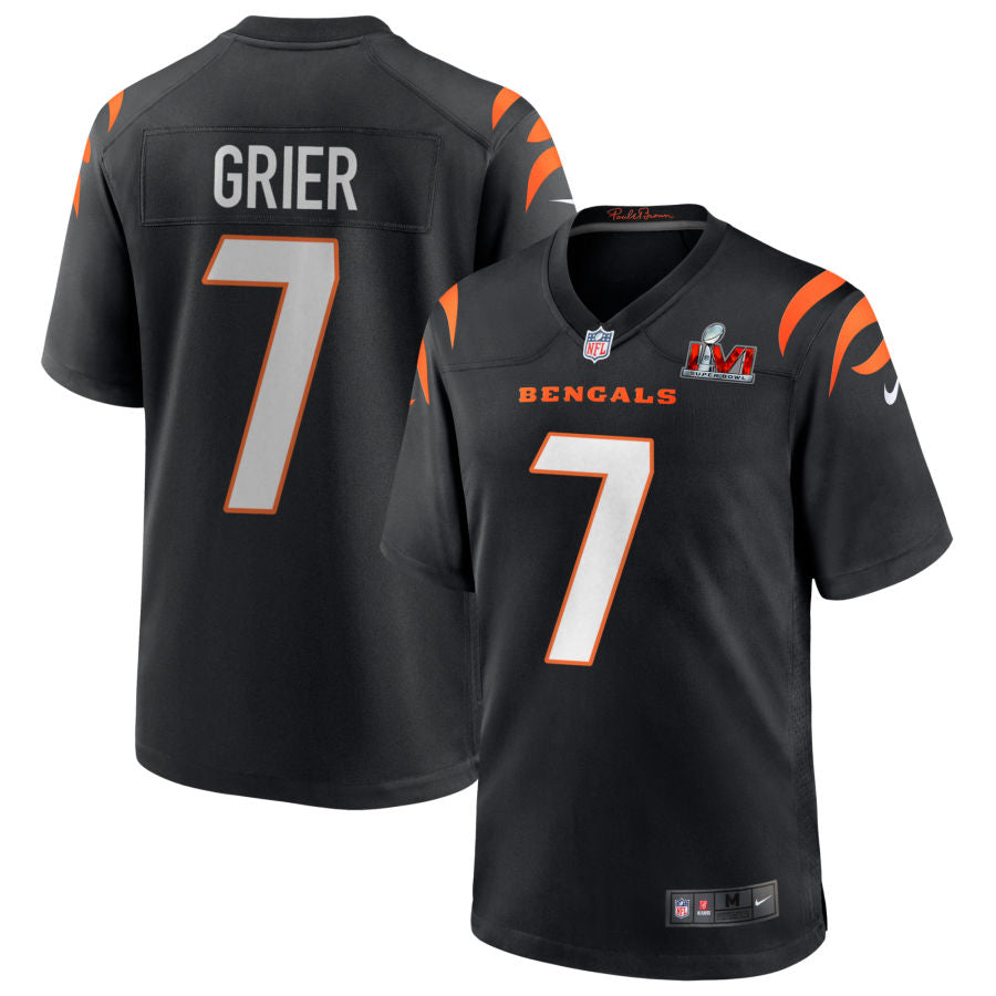 Will Grier Cincinnati Bengals Nike Super Bowl LVI Game Jersey - Black football jersey product view 1