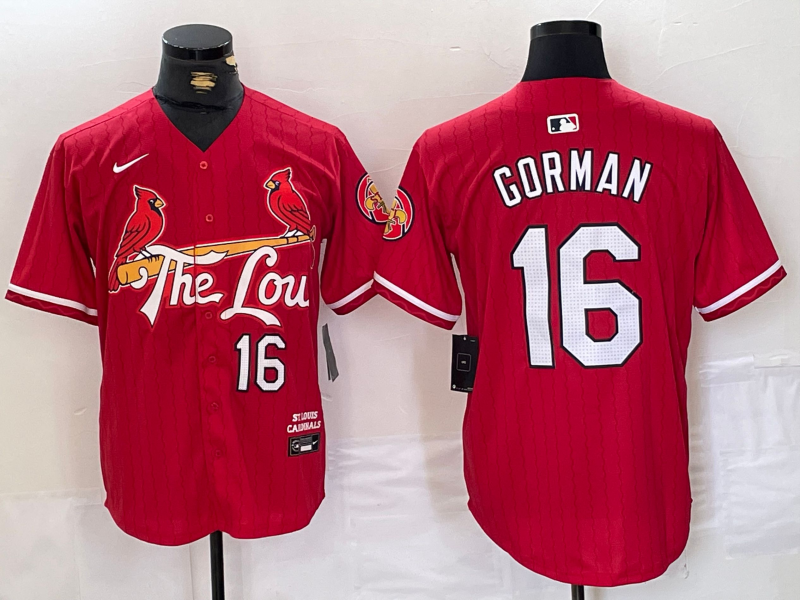 Men's St. Louis Cardinals Nolan Gorman #16 Red 2024 City Connect Limited Player Jersey1 baseball jersey product view 1