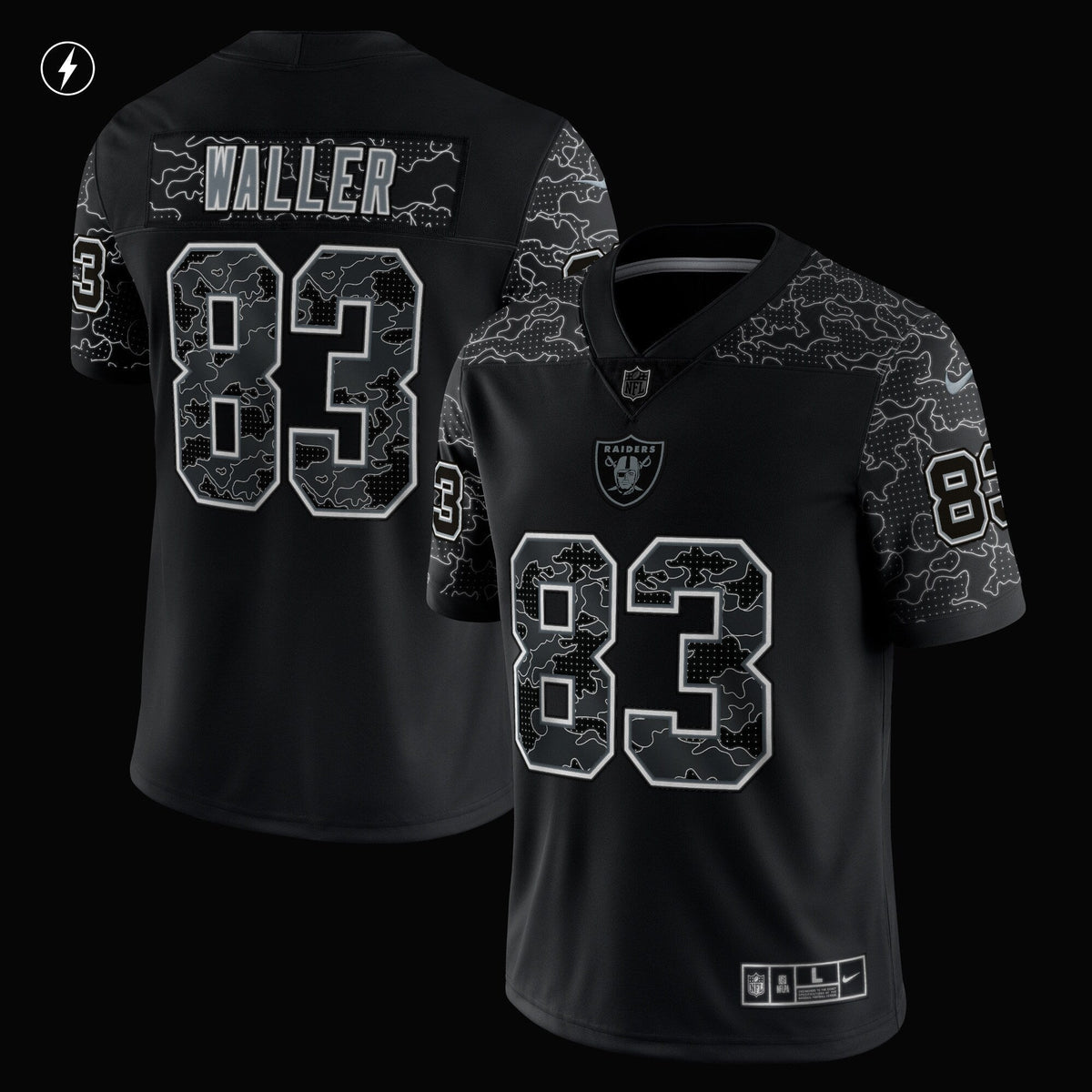 Darren Waller Las Vegas Raiders Nike RFLCTV Limited Jersey - Black football jersey product view 2