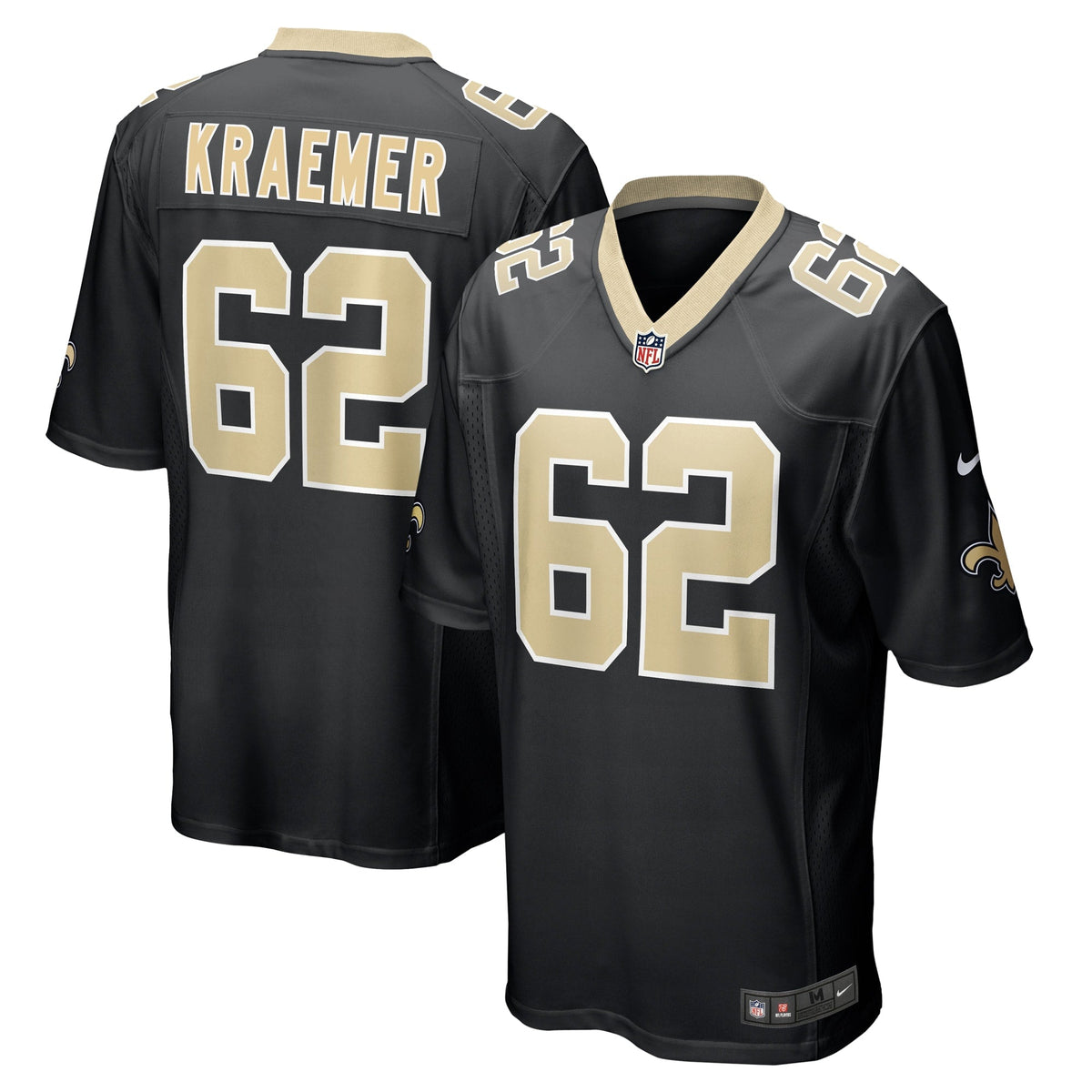 Tommy Kraemer New Orleans Saints Nike Team Game Jersey - Black football jersey product view 1