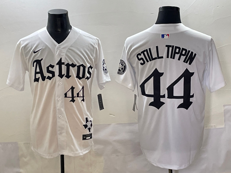 Men's Houston Astros Still Tippin #44 White Team Player Jersey baseball jersey product view 1