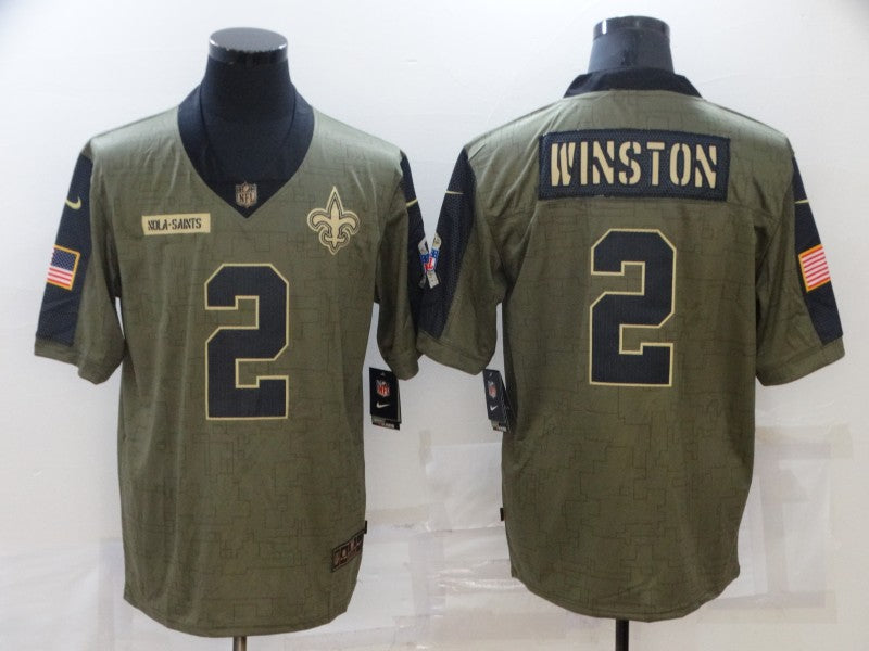 Men's New Orleans Saints Jameis Winston #2 Brown Game Jersey1 football jersey product view 1