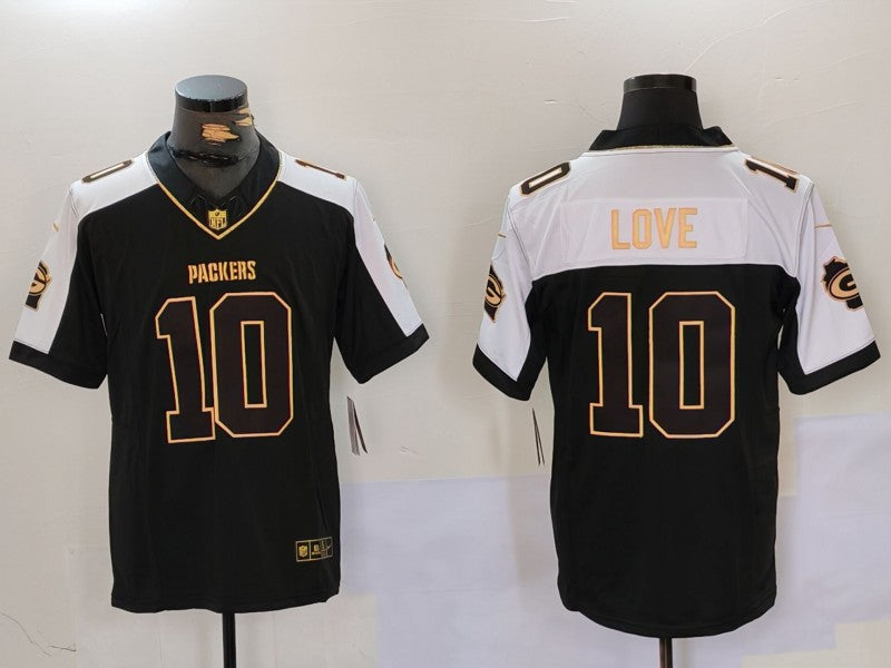 Men's Green Bay Packers Jordan Love #10 Black Game Player Jersey1 basketball jersey product view 1